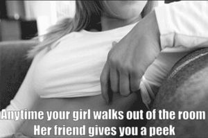 Should I reach out and feel her tits up?