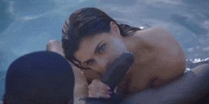 [*Fake] Scarlett and Alexandra have a backyard blowjob pool party.