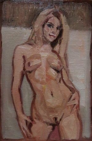 Small tits blond posing artwork painting