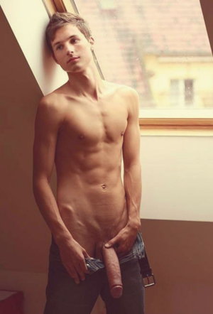 Terrific looking THICK cock and two great pictures, dude! Here are some more to admire. Remember, blue-jeans are HOT but the prize is that w