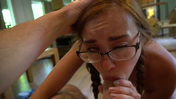 Teenager with glasses sucks it good