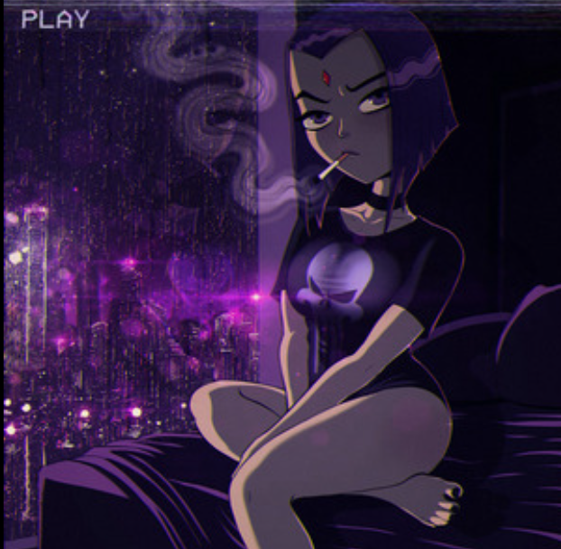 Raven smoking at the window