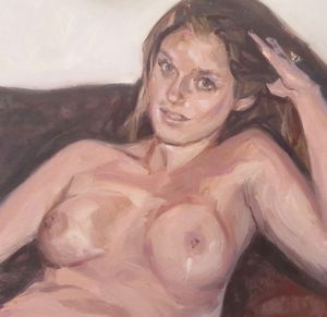 Big boobs MILF with candide eyes artwork impressionnism