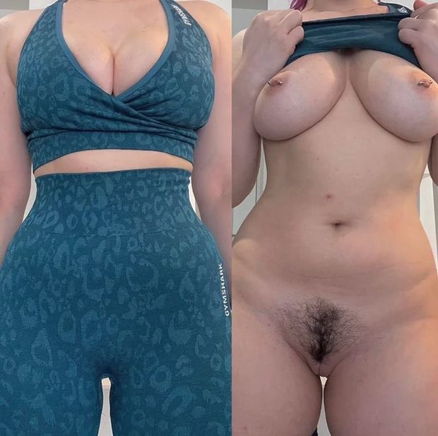 Underneath gym clothes