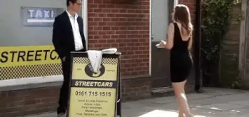 Corrie Michelle in short black dress outside waiting for a taxi to arrive!!