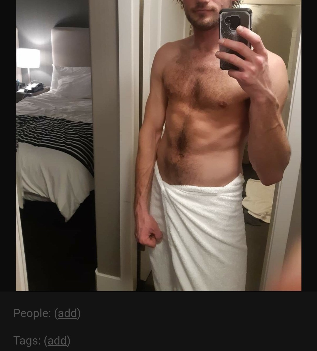 Me topless in towel.