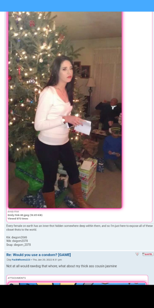 Would you use a condom on useless lil thot Emily Fink.