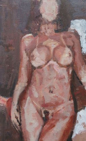 Sexy brunette with tan line boobs