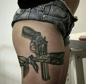 Gun Hip Tattoo