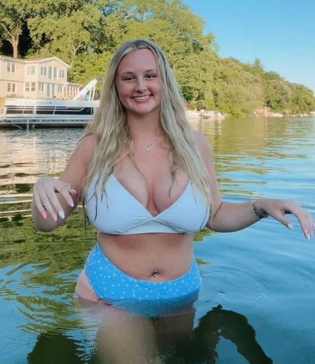 Anya massive big tits in white bikini top
