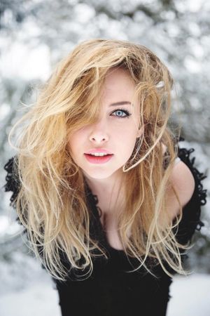 Beautiful blonde in snow