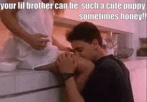 My girlfriend likes to sit on the counter while my lil brother has his breakfast