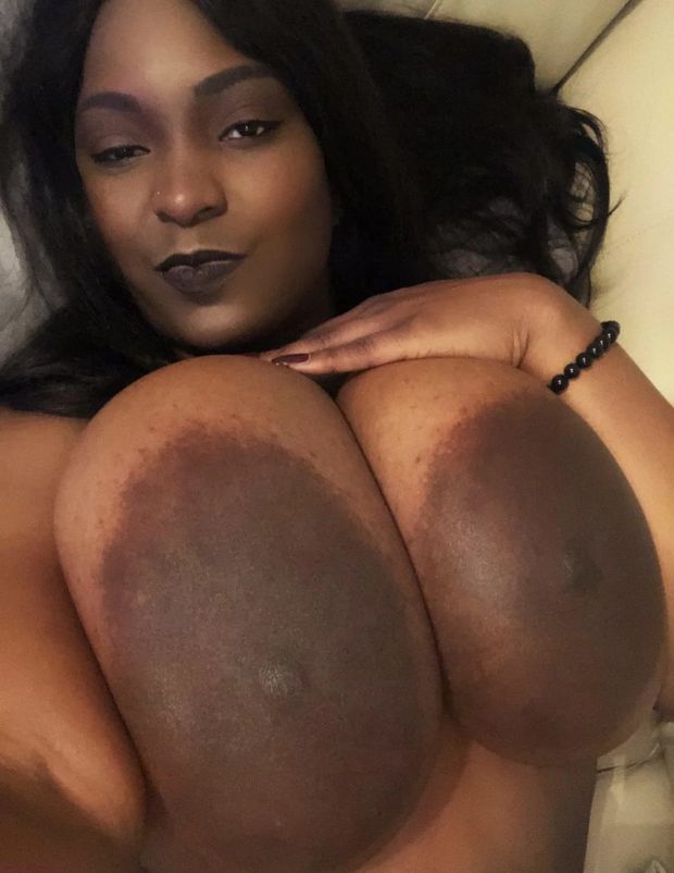 Huge ebony juggs