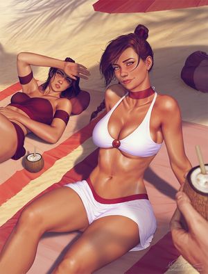 Ty Lee and Suki at the beach (Krysdecker)