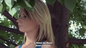 Bondage walk for Christine in the park of the Manor