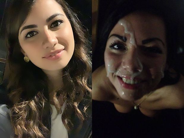 Beautiful brunette got a glazed face