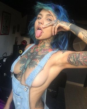 "Sexy Blue Haired Teen, Showing More Than She Needs"