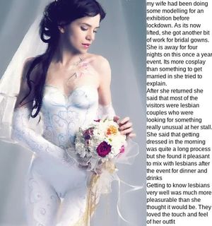 wife models wedding dress