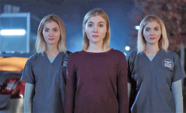 Skyler Samuels as The evil 3 twins Frost sisters (Esme, Sophie and Phoebe: "The fun just started, guys!" prison breakout