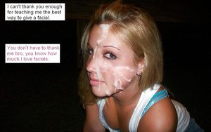 Sister teaches brother how to give a facial