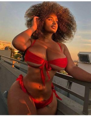 Cutie with an Afro in a Bikini