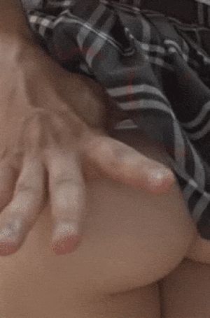 Ass grab & plaid skirt