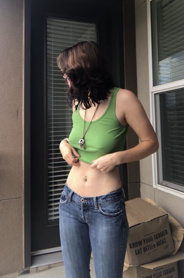 Amateur brunette beauty in crop top 2