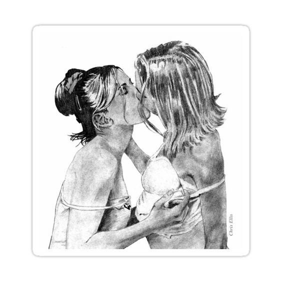 Gals making out.