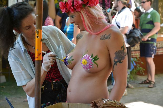 hippie painted boobs