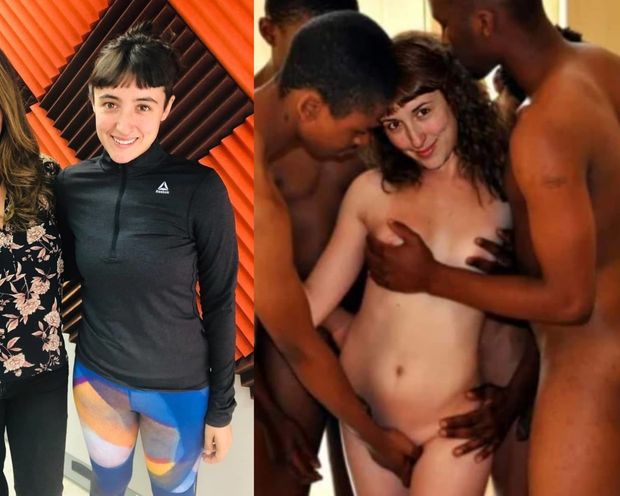 Teen on off interracial gangbang