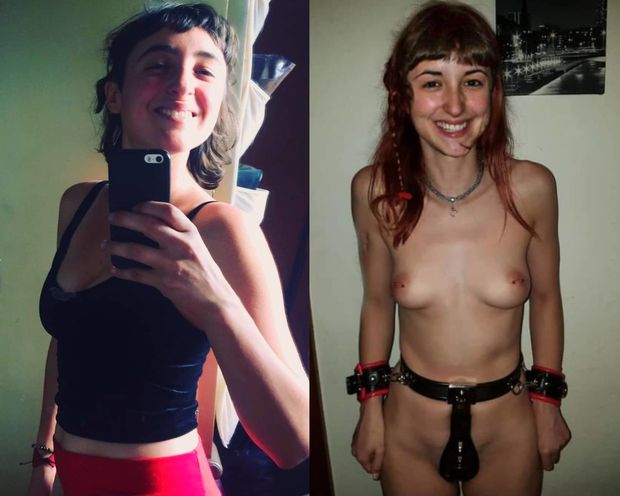 Teen on off chastity belt