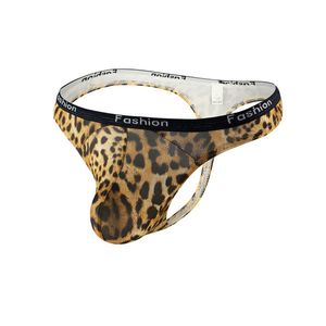 Sexy Fashion Letter Belt Leopard Print Pants Jockstrap Underwear U Pouch G-string Thong Briefs Leopard Print Men's Lingerie