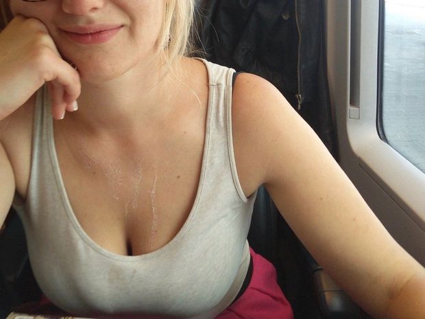 Wearing cum in public.