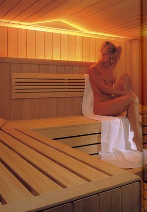 blonde in the sauna