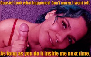 You got Tinder, swiped right, ONCE. Ever since, she's been following you around, sending nudes, begging for cock. What's ONE indiscretion?