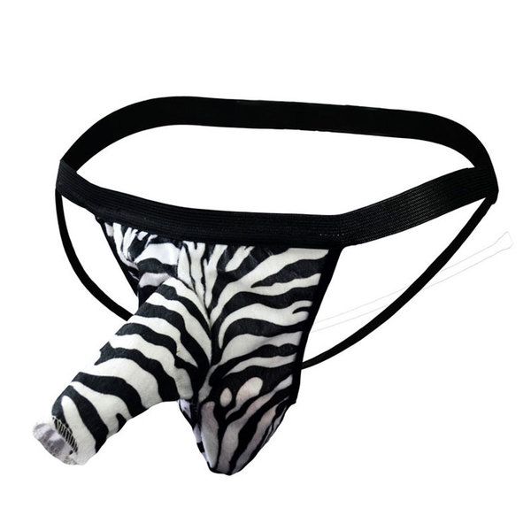 Sexy Leopard Zebra Elephant Nose Underpants U Pouch Briefs Low Rise Men's Lingerie G-string Thong Underwear For Man