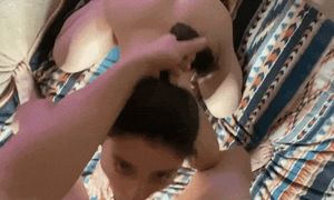 Brunette surrendering mouth on all fours.