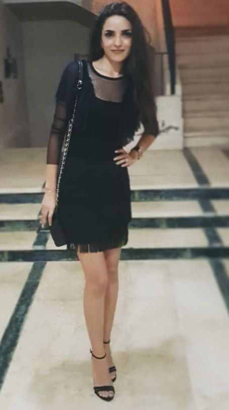 Cute babe in little black dress