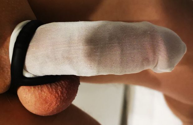 Everyday routine. Step 2. Put a ring on your hard dick  to feel tightened and to sqiush your balls ;)