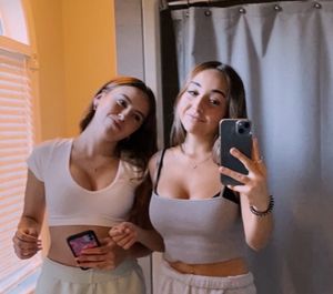 Two pair of teen boobs selfie
