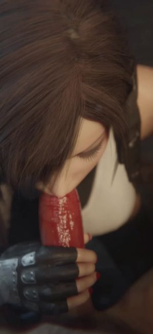 BulgingSenpai - Tifa Blowjob Facial Lock Screen Wallpaper