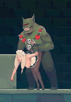 Blonde gets fucked by a big monster