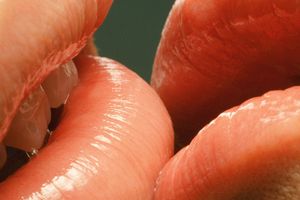 Kissing lips up close