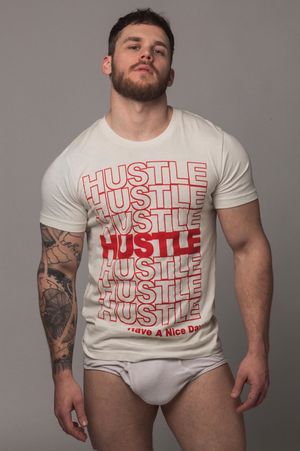 Tattooed dude bulging in underwear