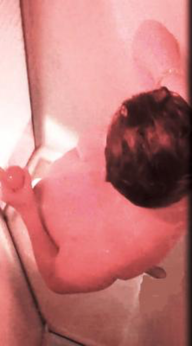 Shower time with dido in hand and butt plug