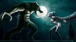 Werewolf vs Vampire, under a full moon.