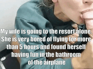 Wife suck cock in the air bathroom