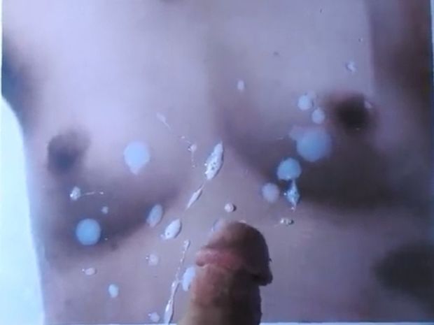 Cumtribute on sonja's little tits