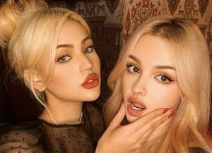 When he removed the blindfold from his eyes, he saw his girlfriend sitting on her knees in front of his cock, as well as her sexy mother.