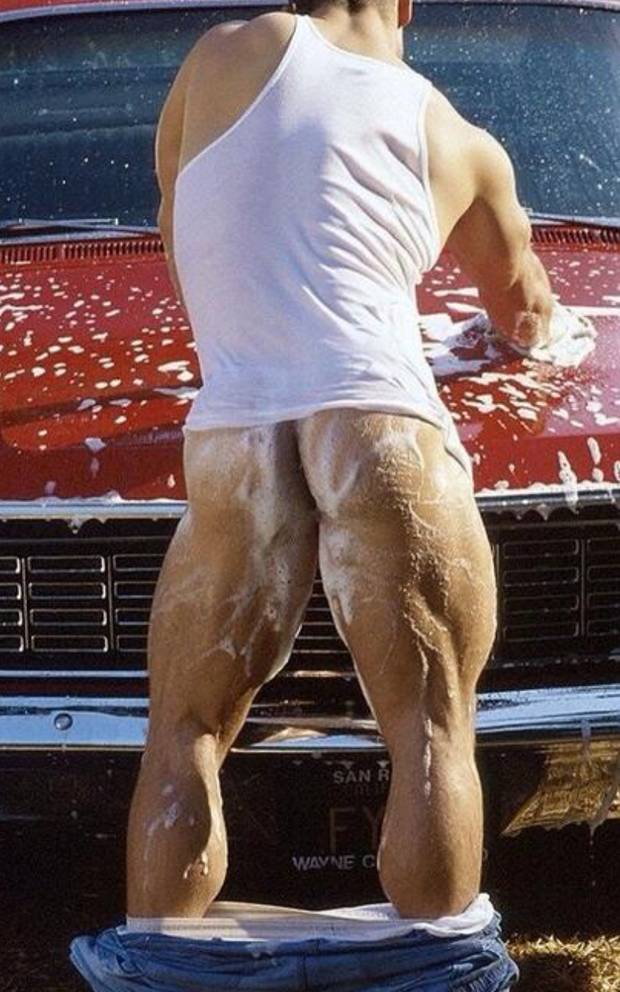 soaped up muscle guy